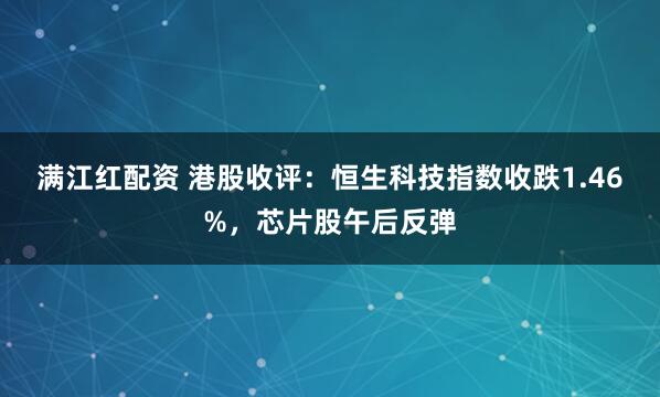 满江红配资 港股收评：恒生科技指数收跌1.46%，芯片股午后反弹